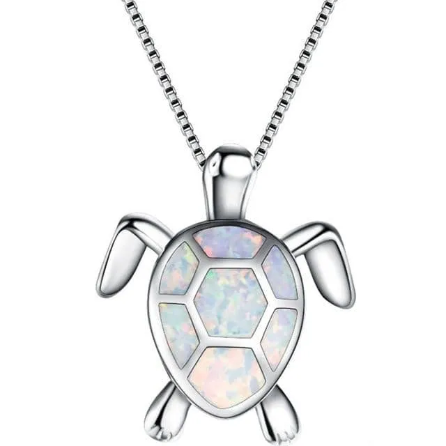 Opal Sea Turtle Pendant Necklace