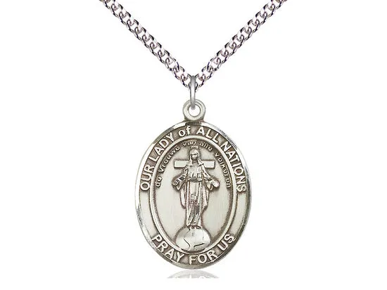 Our Lady Of All Nations Silver Pendant And Chain