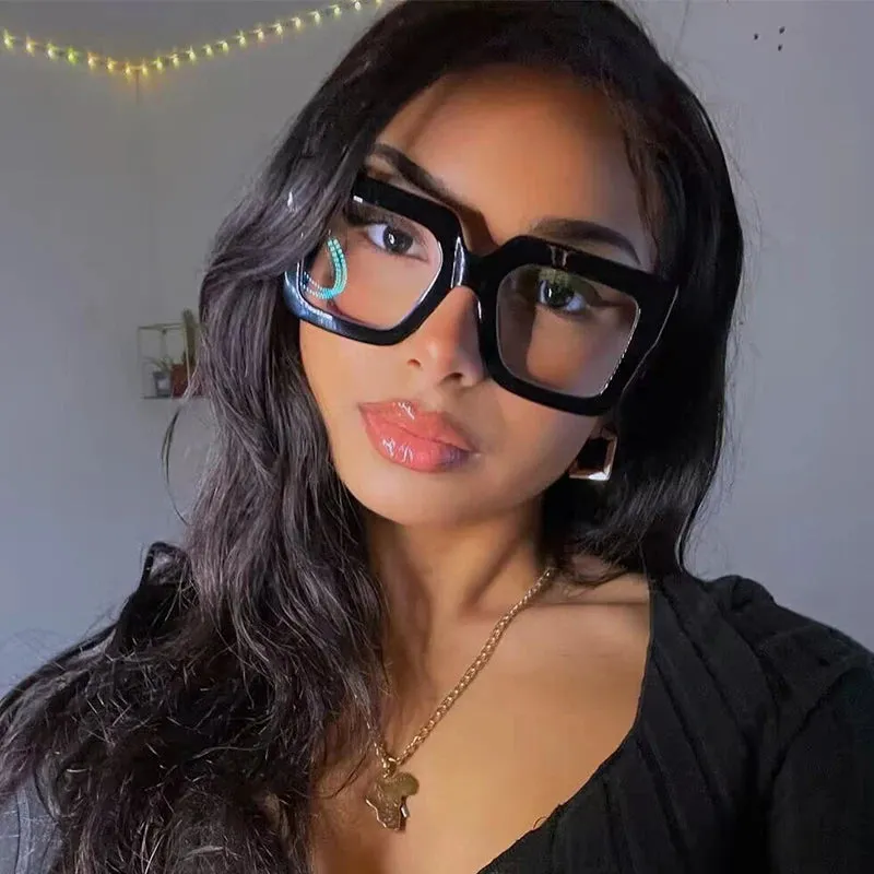 Oversized Square Women's Glasses Frame New Fashion Clear Lens Big Transparent Eyeglasses Female Eyewear Frames Sunglasses UV400