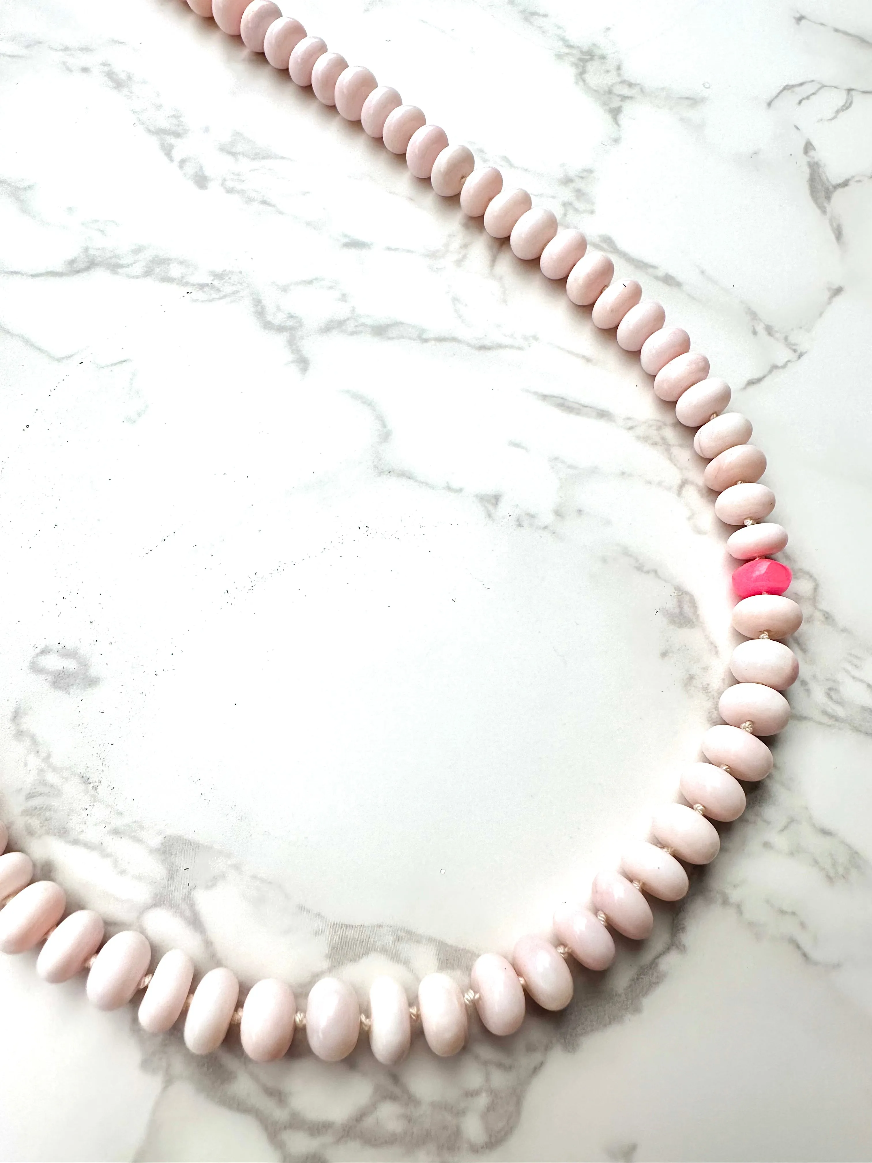 Pale Pink Smooth Peruvian Opal Necklace