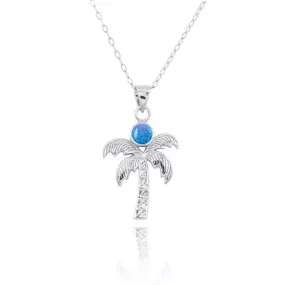 Palm Tree Necklace with Blue Opal - Miami