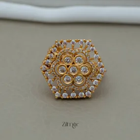 PE101837 - Gold Plated Kundan Stone Size Adjustable Ring