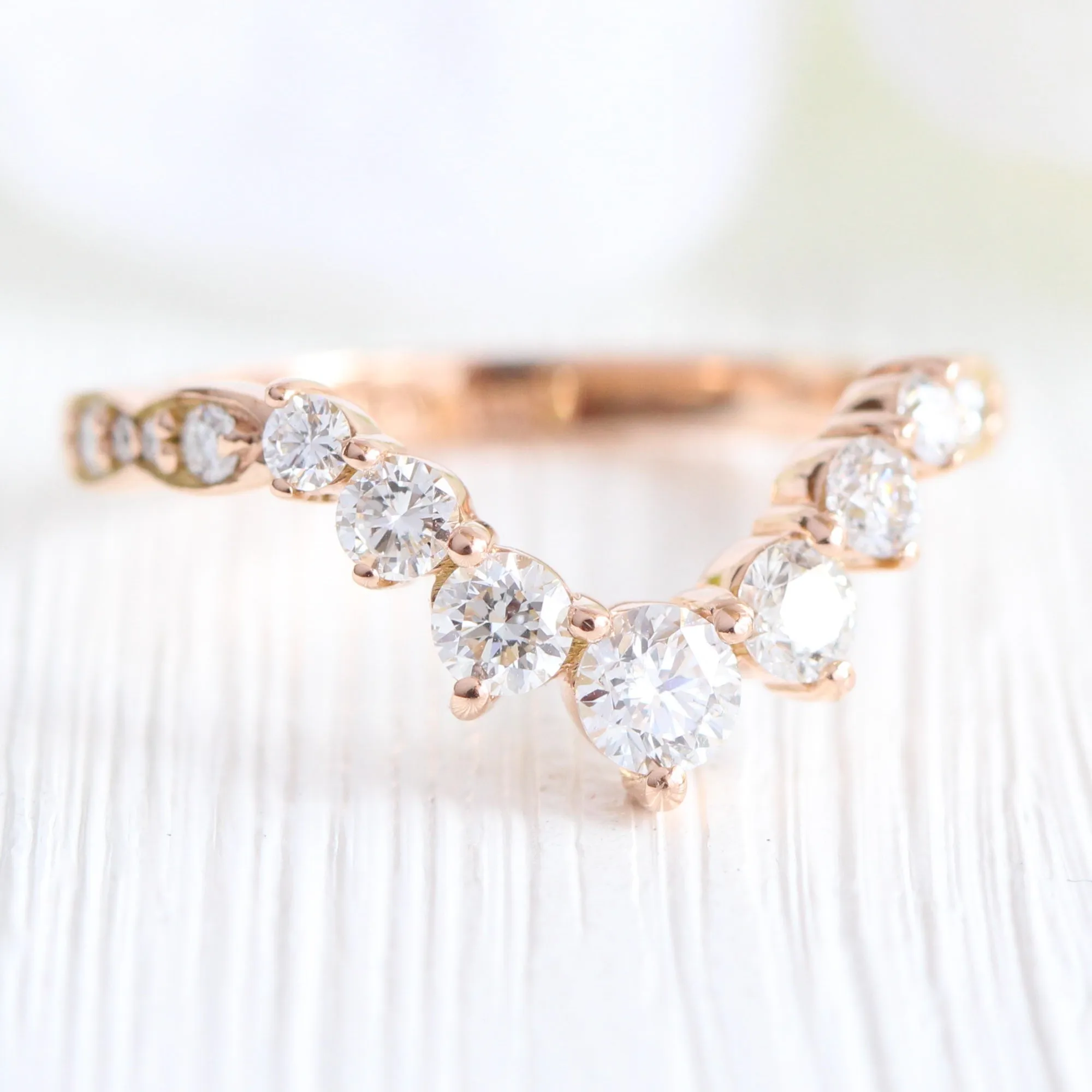 Pear Diamond Halo Scalloped Ring Set w/ Lab Diamond and Large 7 Stone Wedding Band