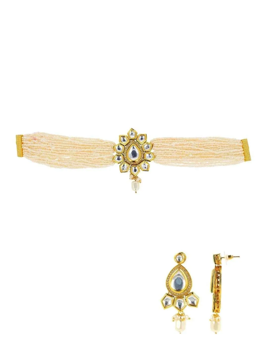 Pearl Kundan Choker Necklace Set