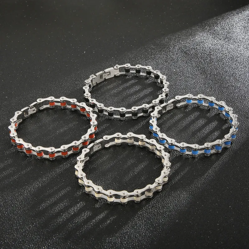 Personalized Hiphop Bicycle Bracelet for Men in Thin Titanium Steel from South Korea