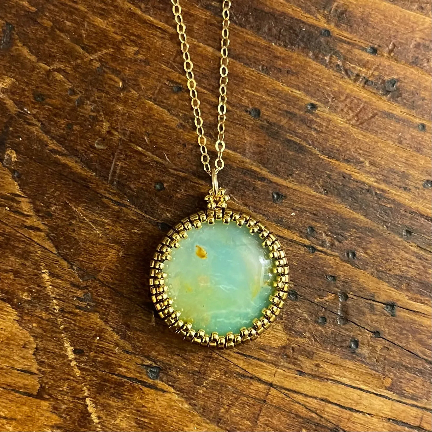 Peruvian Blue Opal Round Pendant