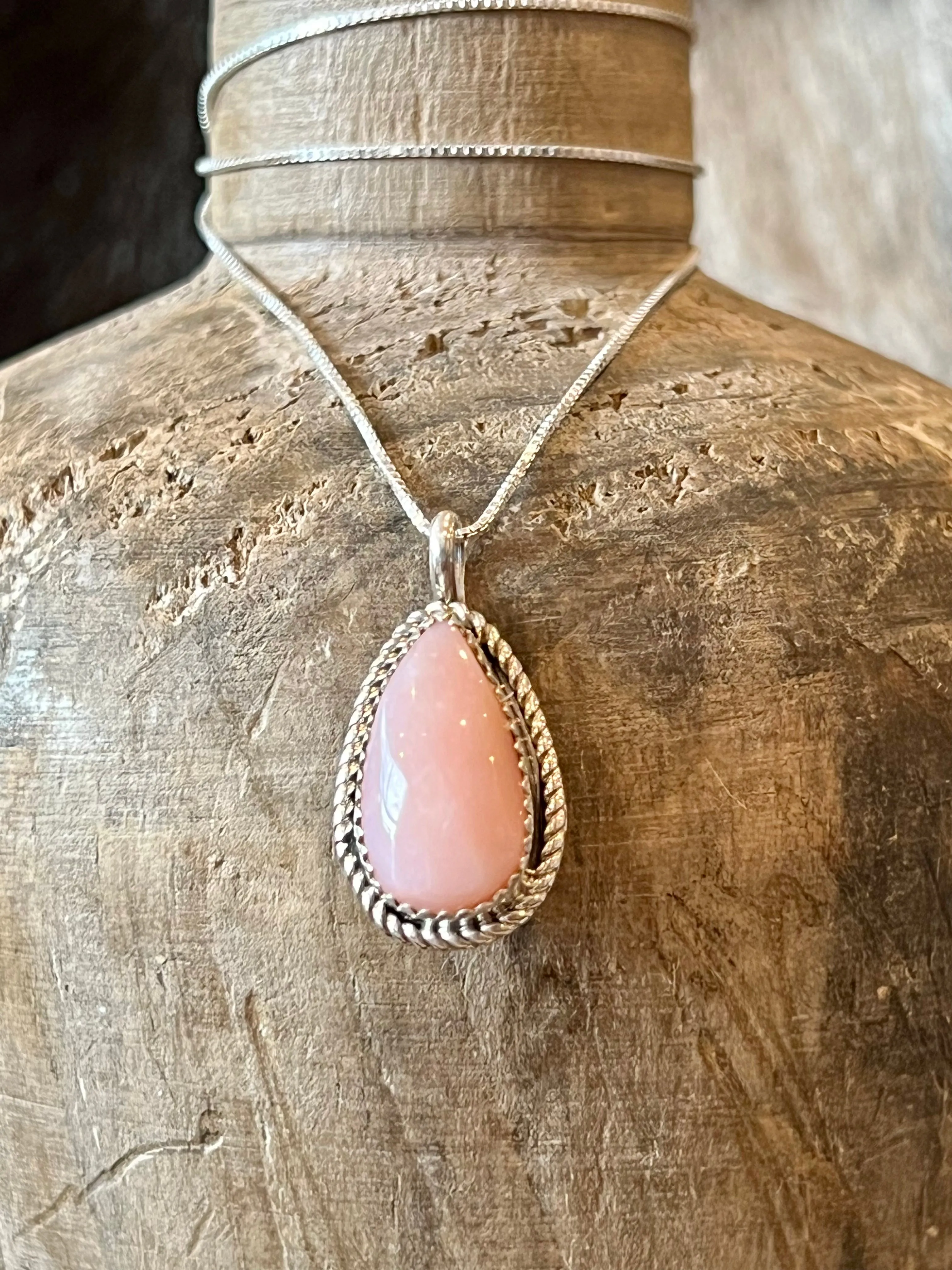 Pink Opal Tears Sterling Silver Necklace