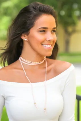 Pink Wrap Around Choker with Jewels