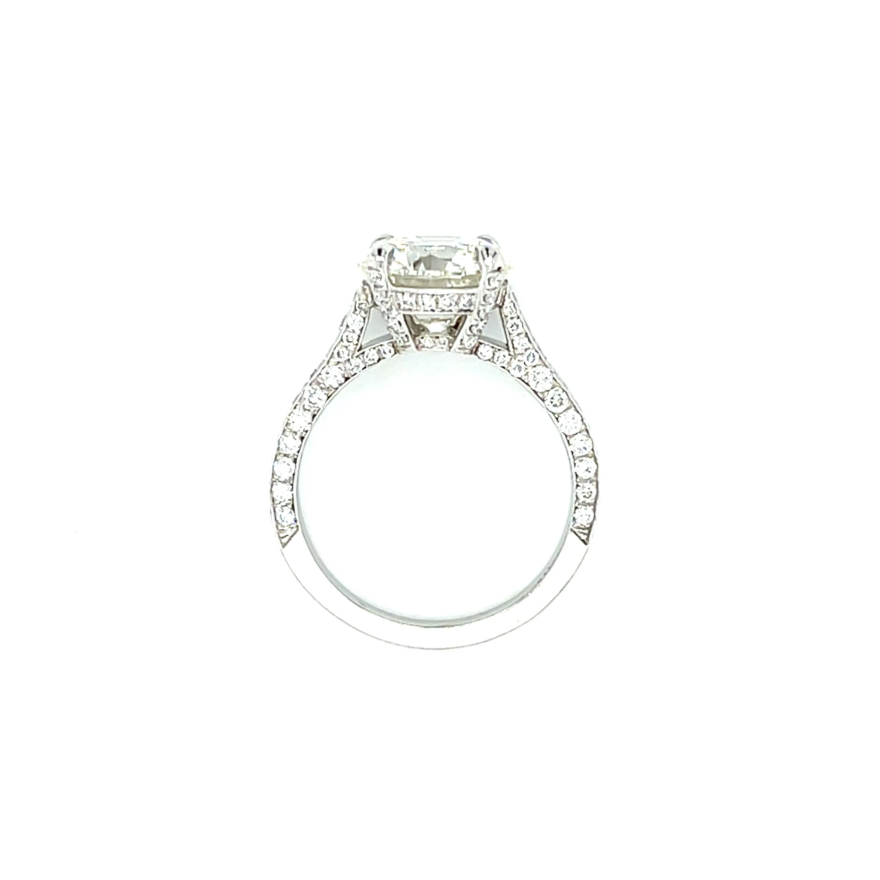 Platinum 3.01ct Round Brilliant Cut Pave Diamond Ring