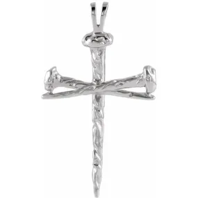 Platinum 34x24 mm Nail Design Cross Pendant