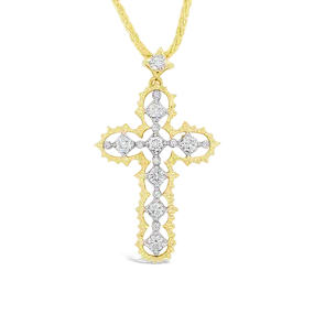 Platinum, Gold & Diamond Cross Pendant