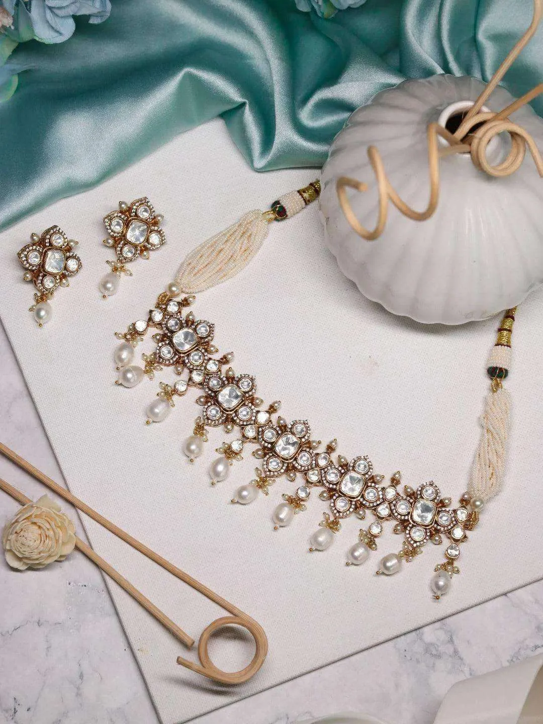 Polki Kundan Pearl Choker