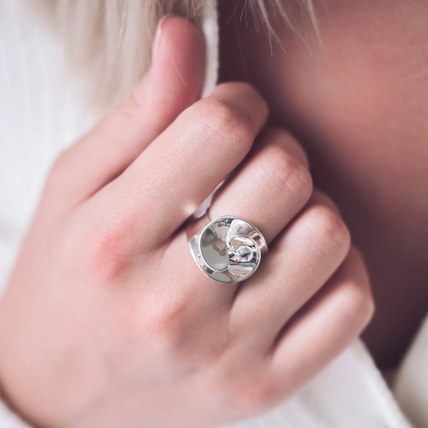 Poppy Silver Statement Ring