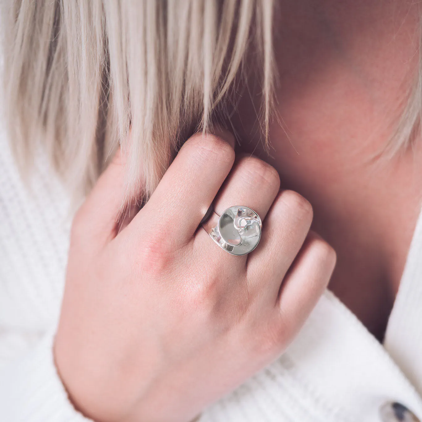 Poppy Silver Statement Ring