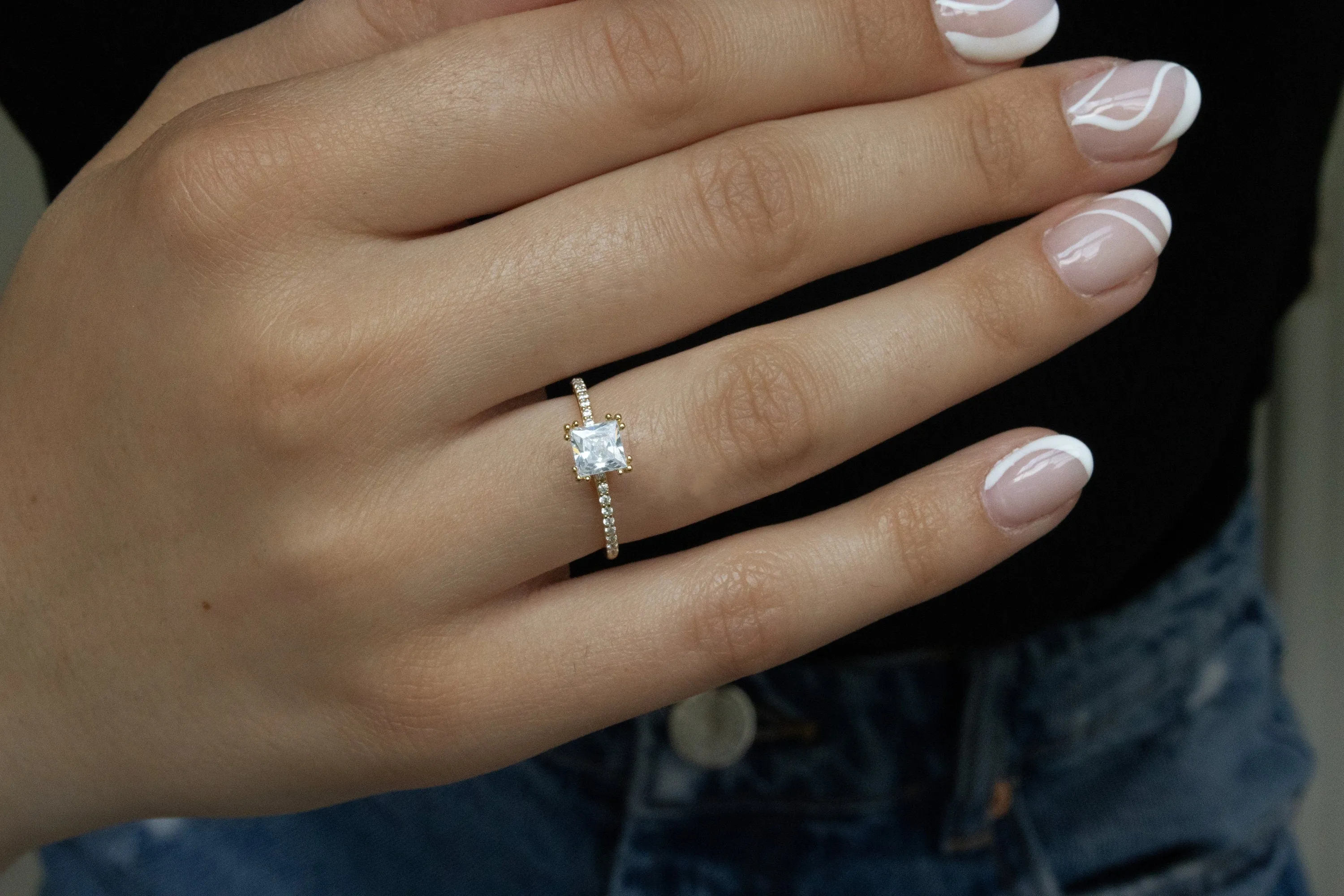 Princess Cut Ring | Dainty Square Cut Stacking Ring