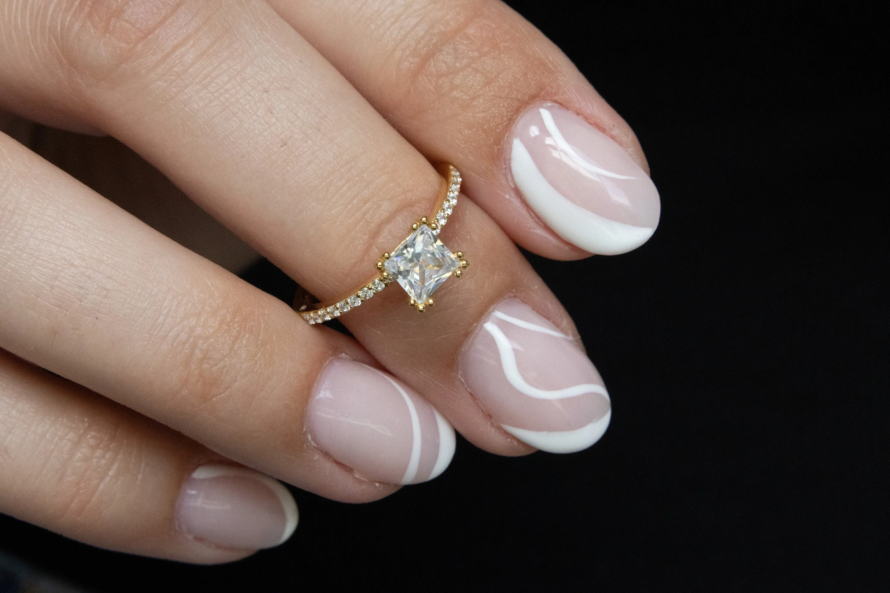 Princess Cut Ring | Dainty Square Cut Stacking Ring