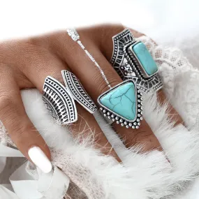 Punk Stone Midi Rings set - 3Pcs