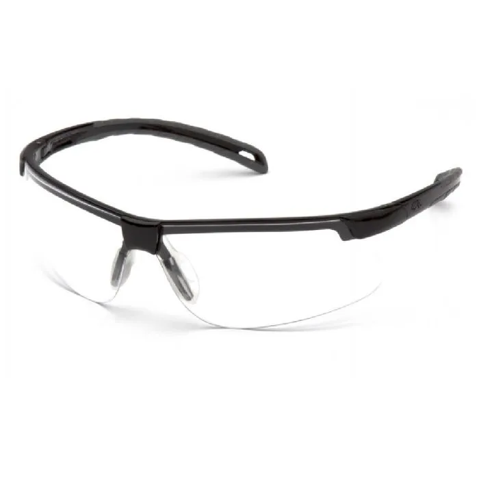 Pyramex SB8610DTM Ever-Lite Safety Glasses, Black Frame, Clear H2Max Anti-Fog Lens, 1 Each