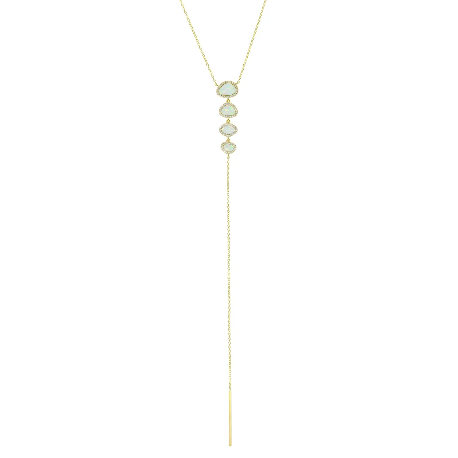 Quad Pebble Opal Lariat Necklace