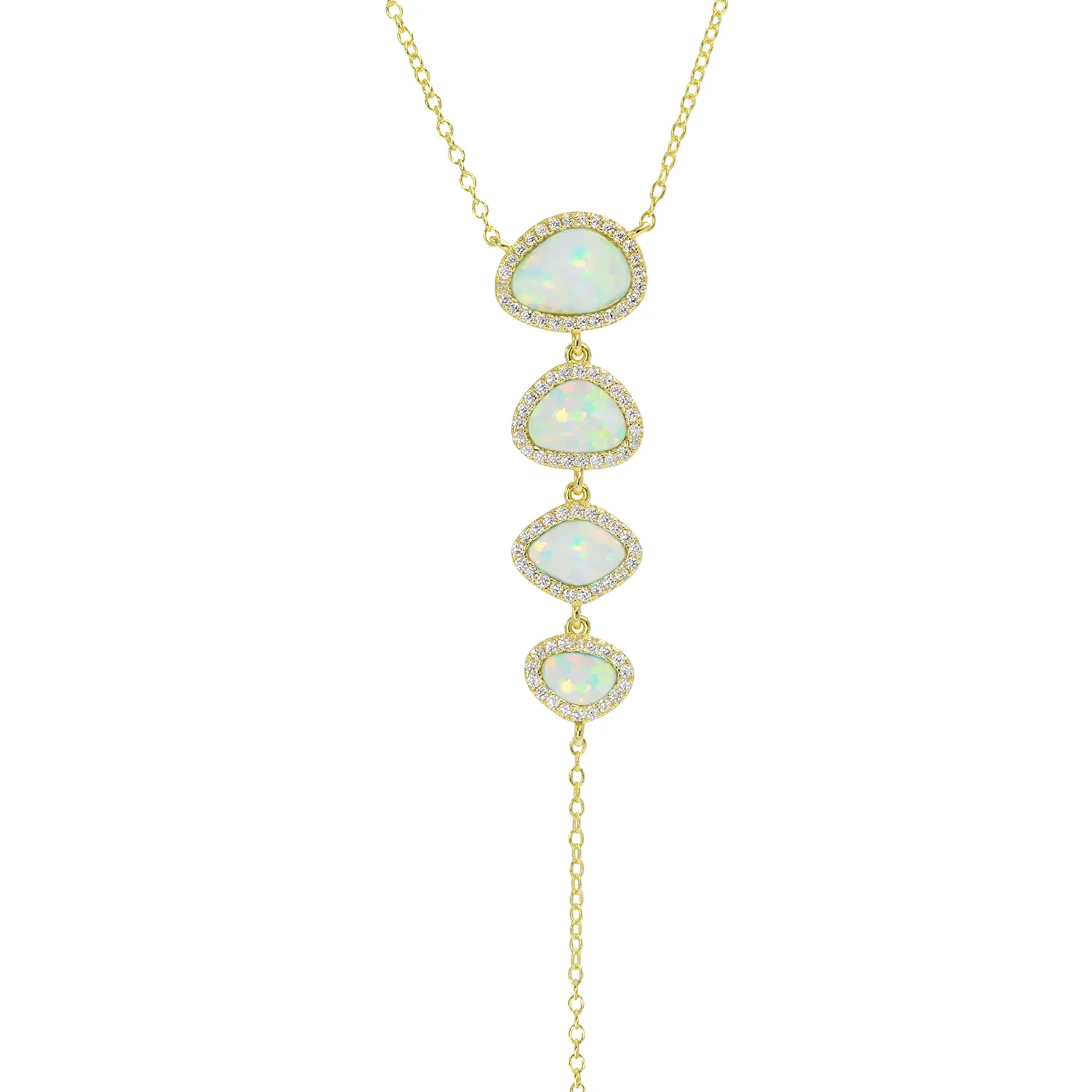 Quad Pebble Opal Lariat Necklace