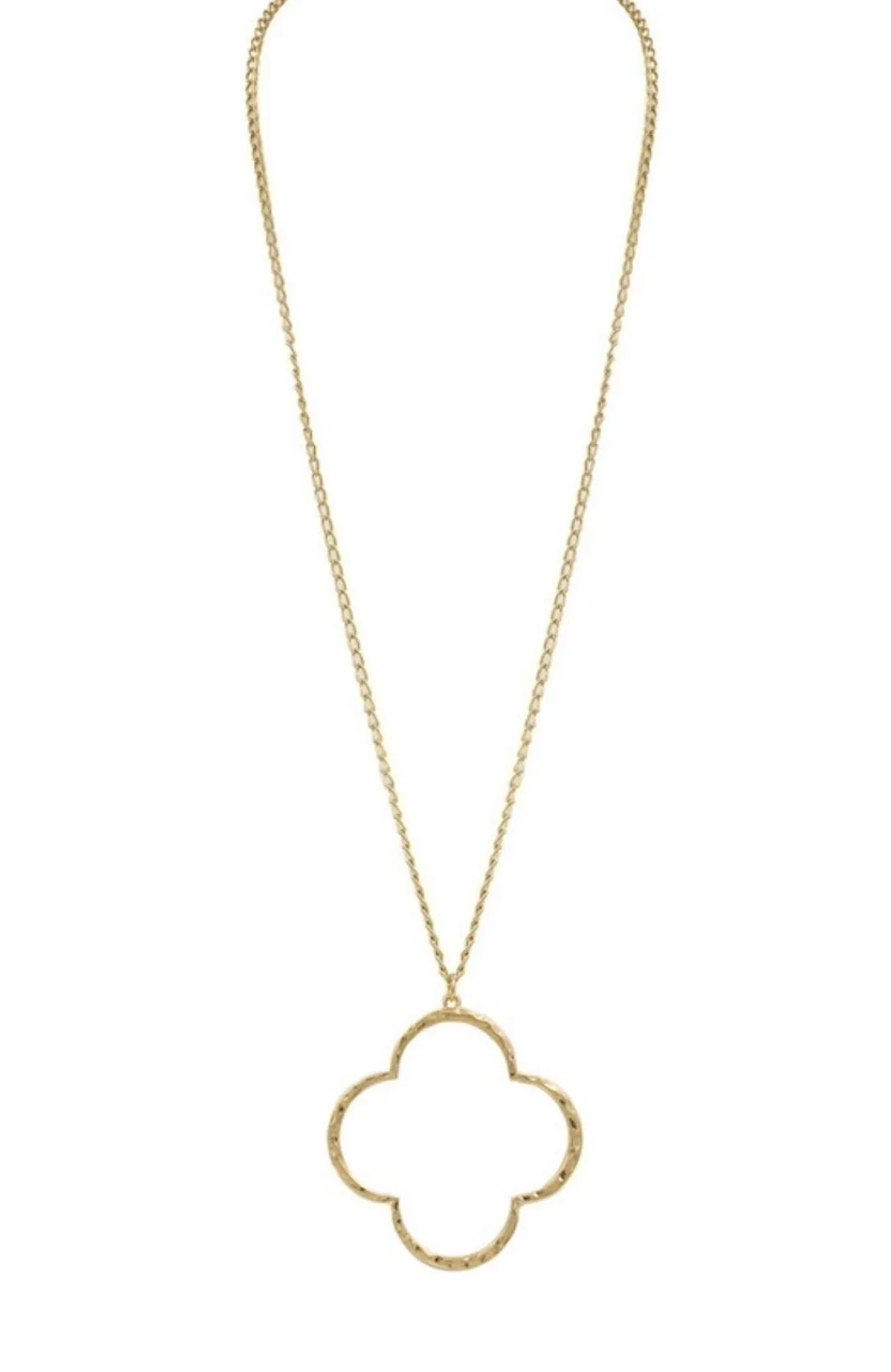 Quatrefoil Hammered Necklace - Gold