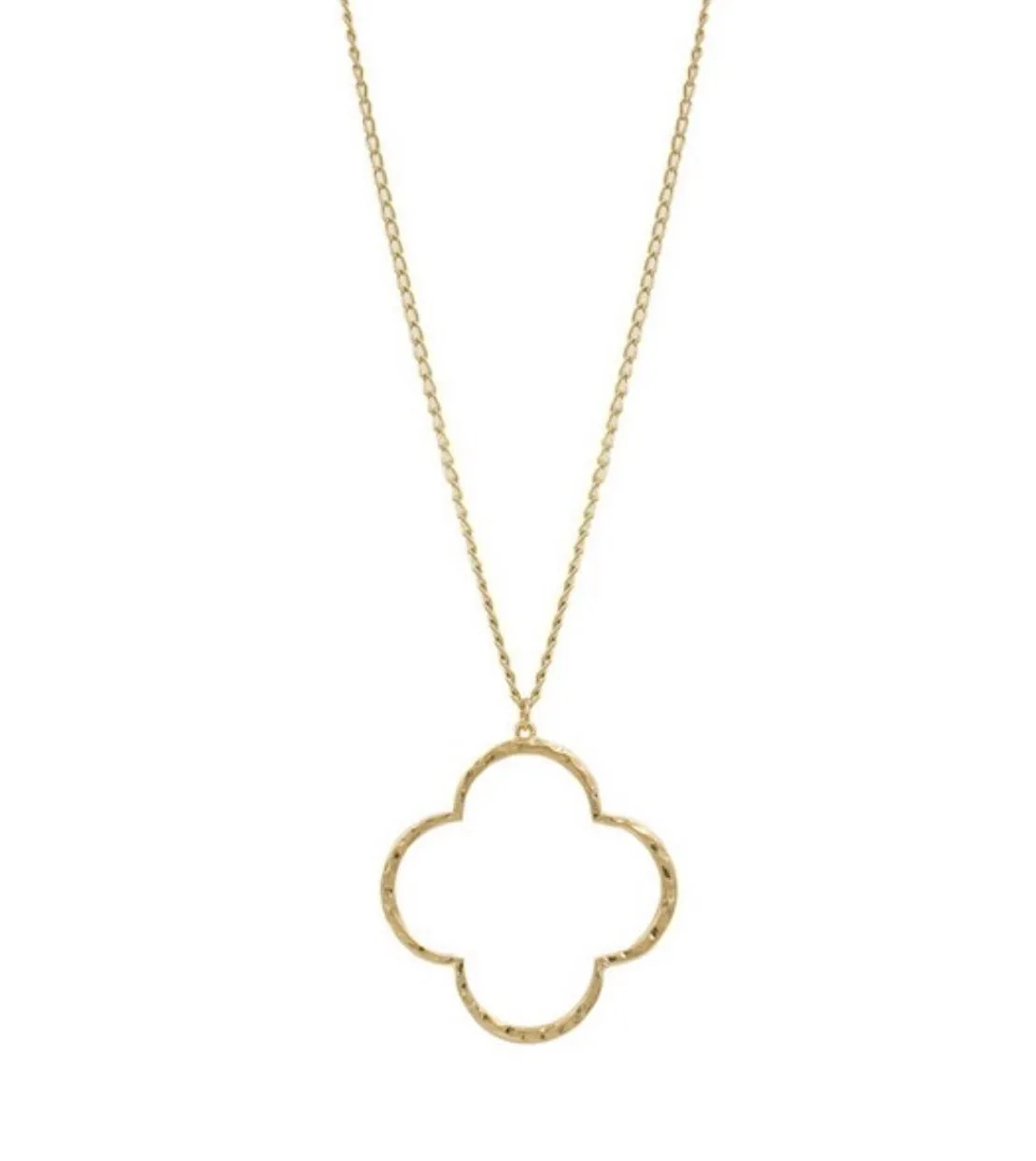 Quatrefoil Hammered Necklace - Gold