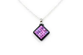 Raden Pendant Necklace - Square / Pink Color / SS Size-, Japanese Lacquer Jewelry, Kyoto Jewelry