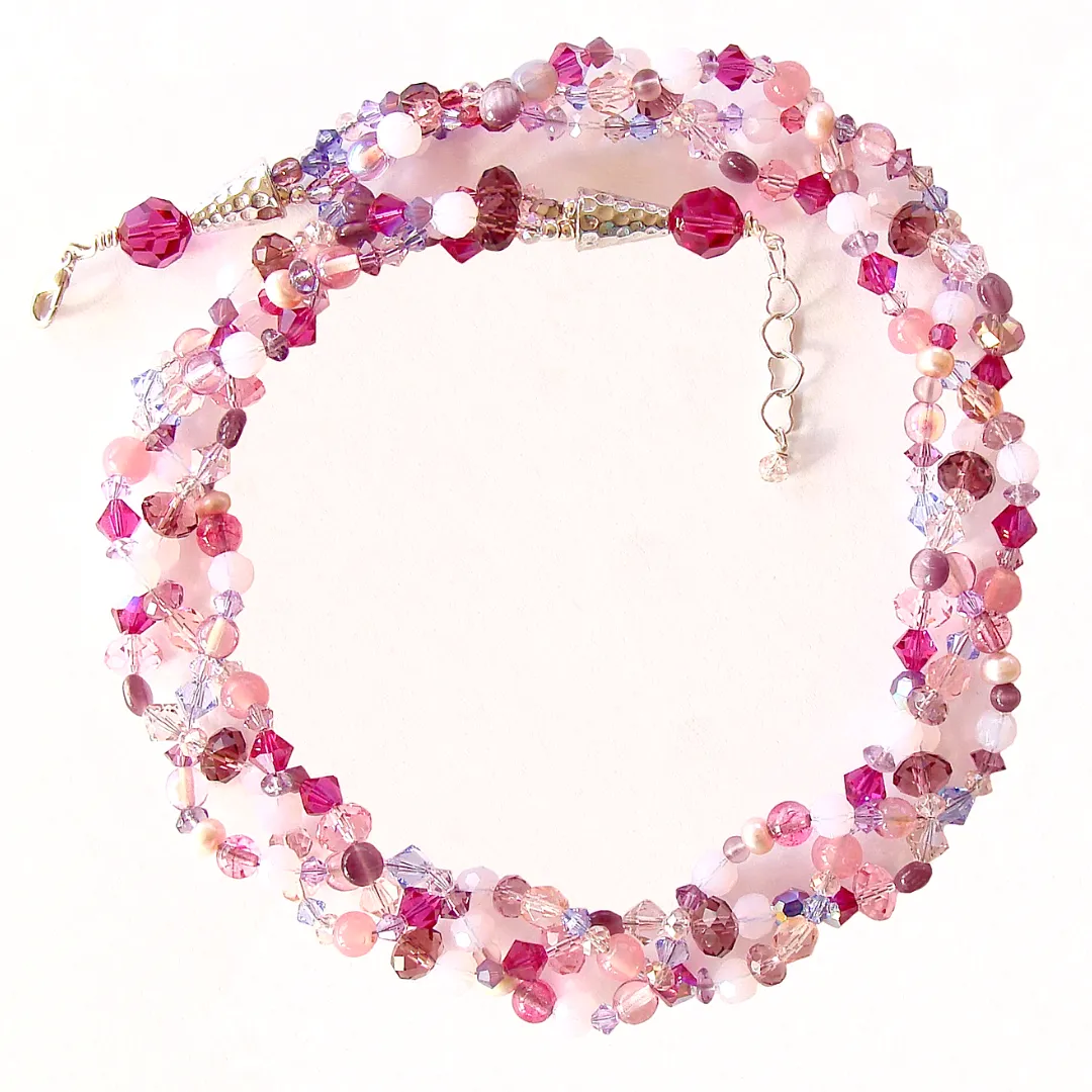 Radiant Matrix: Braided Necklace in Pink and Purple