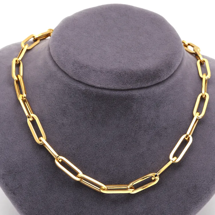 Real Gold Thick Paper Clip 7 MM Chain Luxury Necklace 1368 (40 C.M) N1442