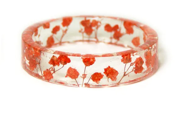 Red Dried Flowers Resin Bracelet