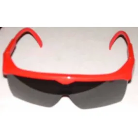 Red Frame Dark Safety Glasses