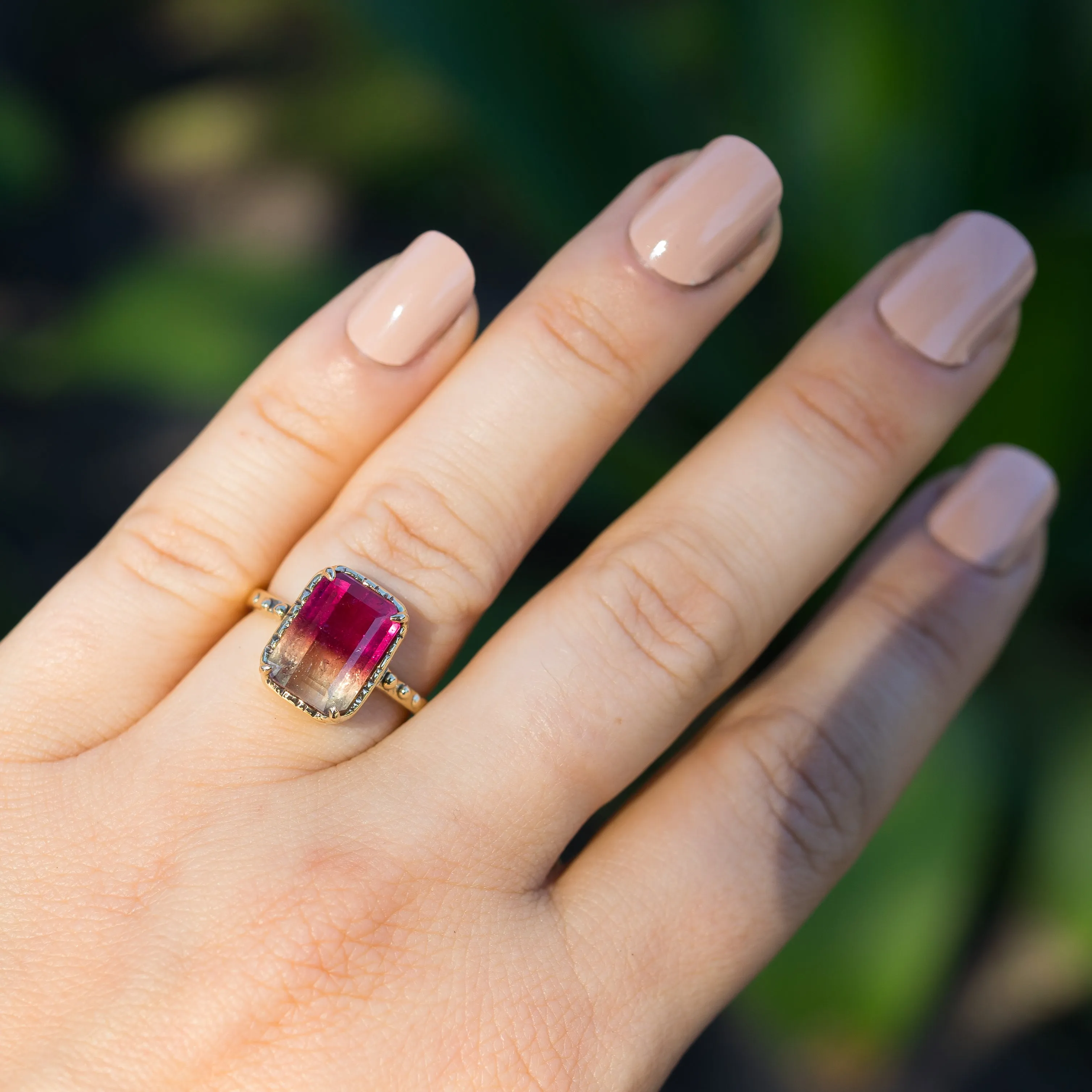 RESERVED FOR KELLY- 14k Gold Bicolor Tourmaline Ring- Sz 6.75