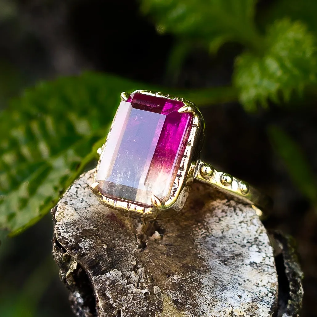 RESERVED FOR KELLY- 14k Gold Bicolor Tourmaline Ring- Sz 6.75