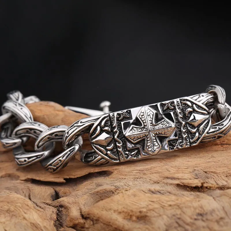 Retro Cross Design Titanium Steel Bracelet for Men - Fashion-Forward Jewelry Wholesale