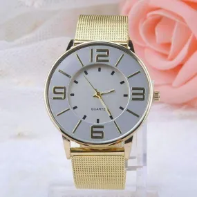 Retro Face Liquid Gold Metal Band Watch