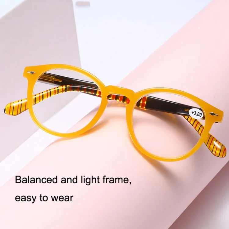 Retro Flexible Durable Portability HD Presbyopic Glasses  250(Yellow)