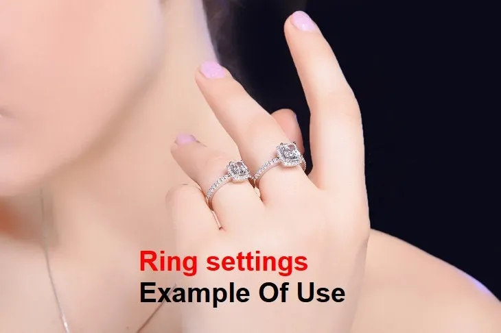 Ring Setting Blank 7x8mm 1pc 925 Sterling Silver CZ Semi Mount for 1 Rectangle Shape Faceted Stone 4 Prongs Love Theme Wholesale Available