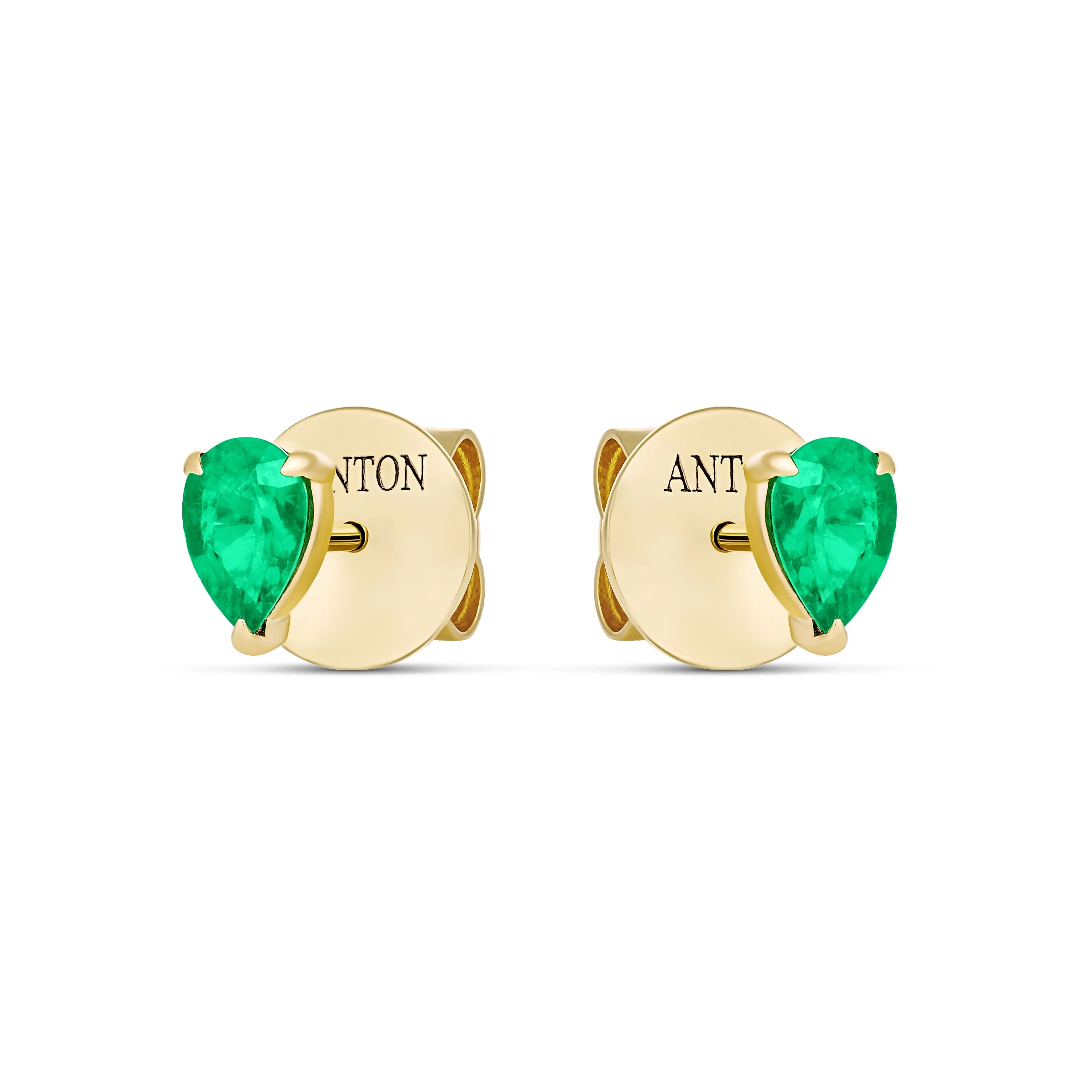 Riviera Pear Cut Emerald Gemstone Studs | 18K Yellow Gold