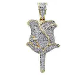 Rose Flower Chain Iced Out Diamond Lil Uzi Vert Necklace Hip Hop Floral Jewelry Gold Silver Color Metal Alloy 24in.