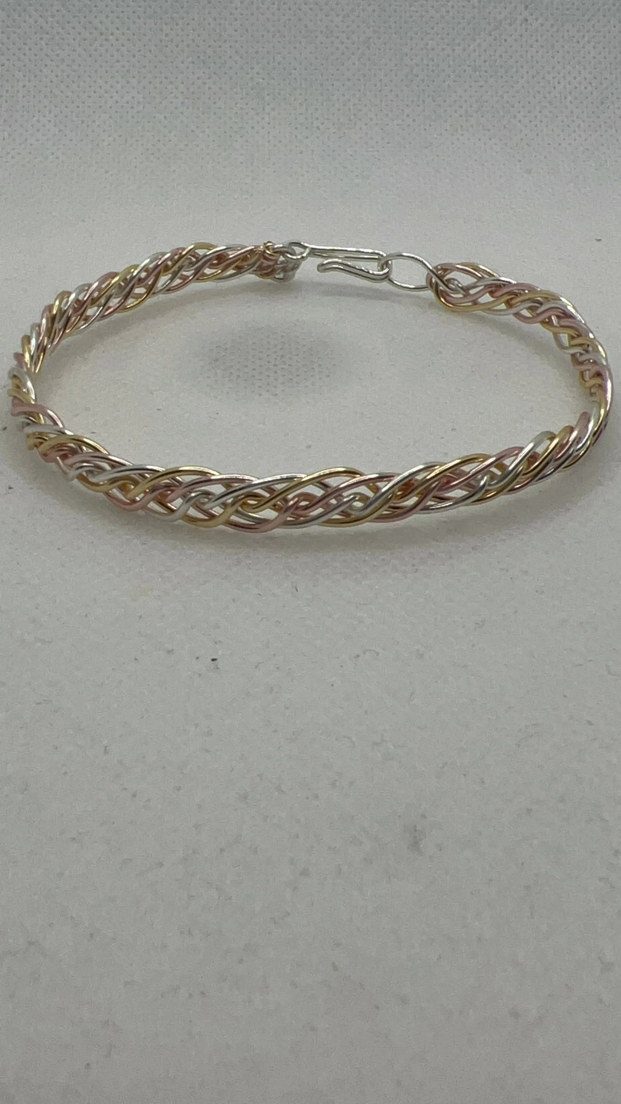 Rose Gold, Gold and Silver Braided Bangle