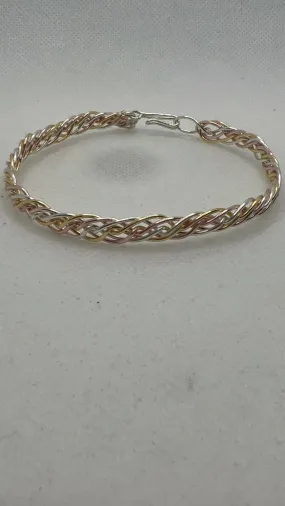 Rose Gold, Gold and Silver Braided Bangle