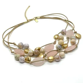 Rose Quartz And Pink Opal Torsade Necklace