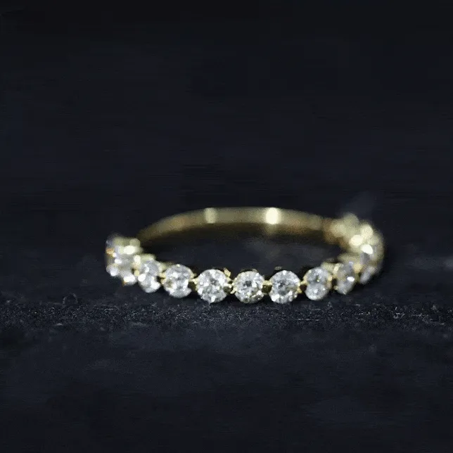 Round Shape Natural Diamond Floating Half Eternity Band Ring