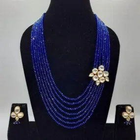 Royal Blue One Side Kundan Pendant Set