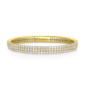 Sabel Collection Yellow Gold 3 Row Halfway Diamond Bangle