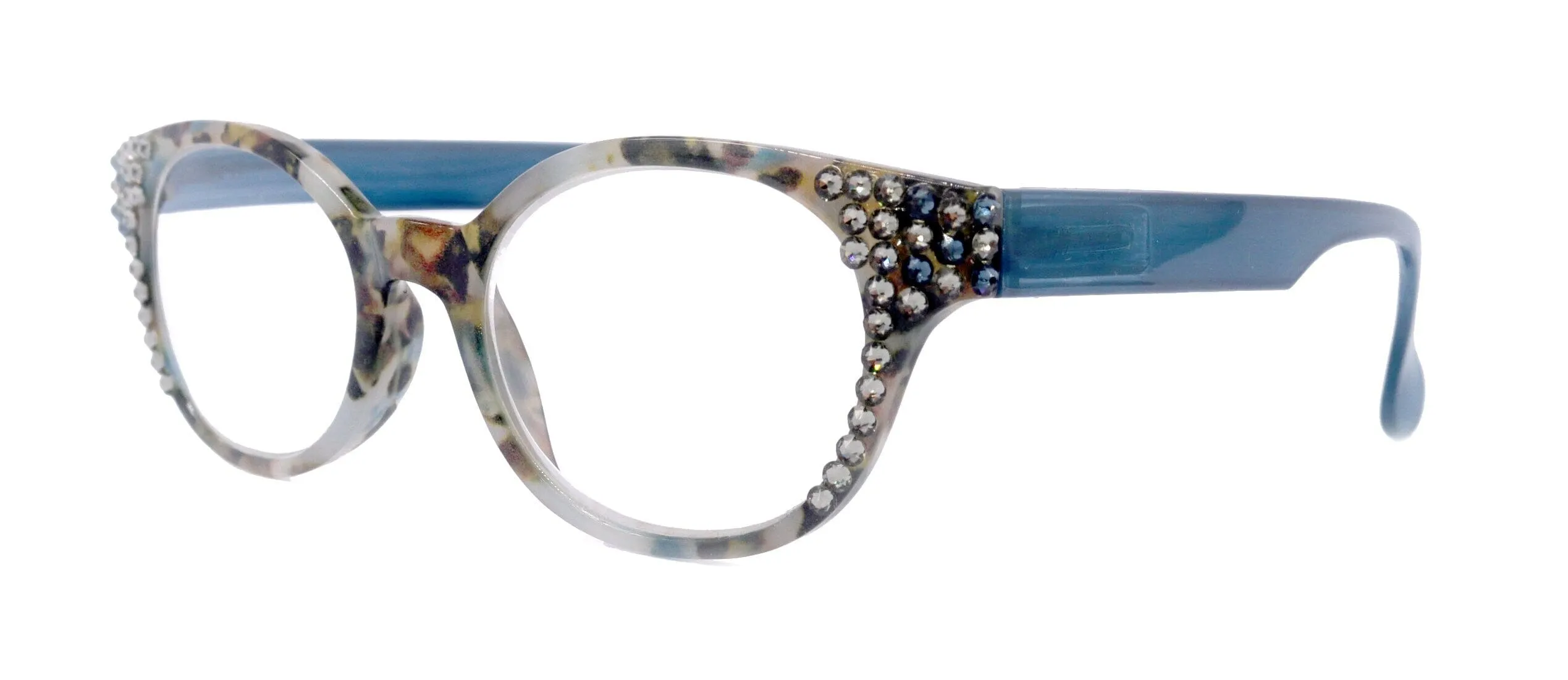 Sally, (Bling) Women Reading Glasses W (Black Diamond, Montana) Genuine European Crystals,    1.25.. 3 (Blue) Tortoiseshell. NY Fifth Avenue