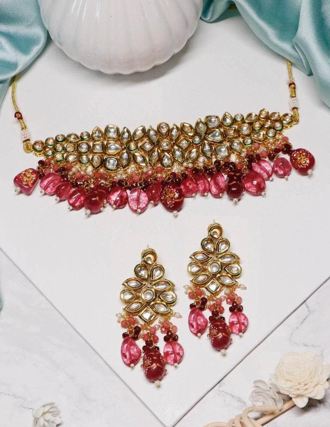 Sameekshaa Khare In Semi Precious Center Stone Choker And Earring Set