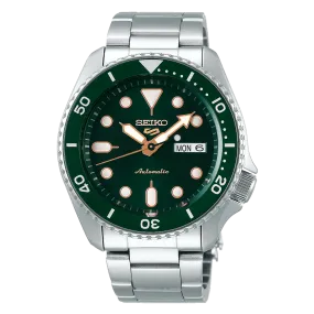 Seiko 5 Sports SRPD63 Automatic 10 ATM Water Resistant 42.5mm Green Dial with Rose Gold Accents Men's Watch