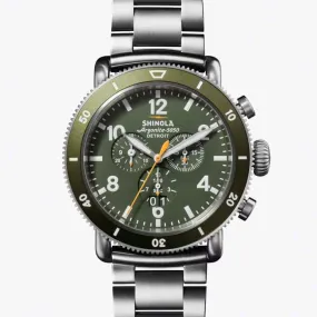 Shinola 48MM Runwell Olive Green Dial Sport Chrono in Titanium