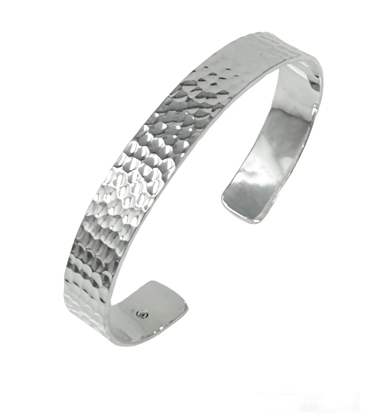 Silver Bangle for Women | Solid 925 Sterling Silver 11mm Hammered Bangle For Women Girls